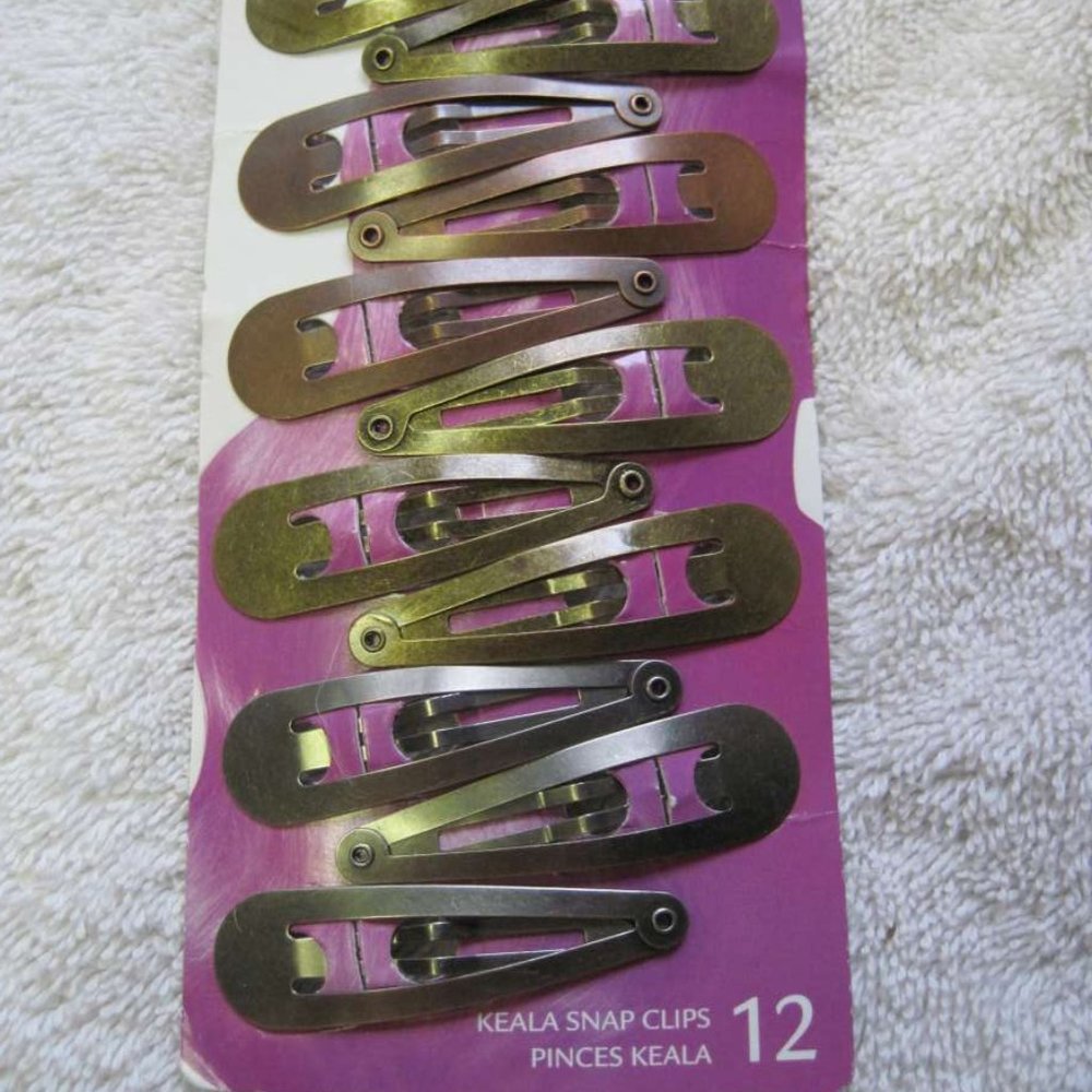 12 Goody Classics Keala Metallic Colored Metal Hair Snap Contour Clips Bronze